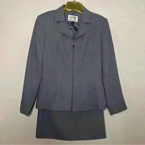 Kasper for ASL Skirt Suit, Gray, Size 4P, Zippered Front, EUC, Classic Like New